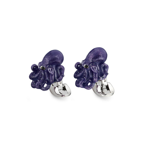 Deakin & Francis Sterling Silver Enamelled Octopus Cufflinks - Blue Cufflinks