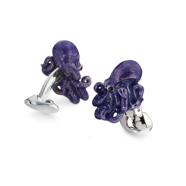 Deakin & Francis Sterling Silver Enamelled Octopus Cufflinks - Blue Cufflinks