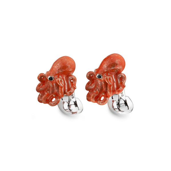 Deakin & Francis Sterling Silver Enamelled Octopus Cufflinks - Orange Cufflinks