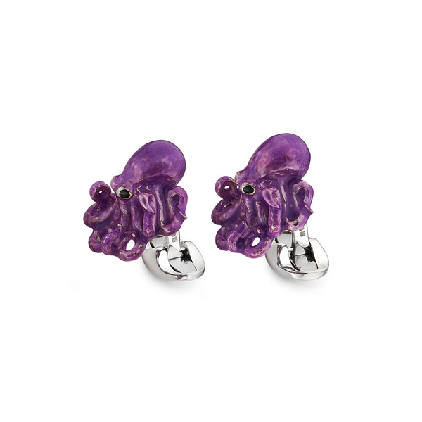 Deakin & Francis Sterling Silver Enamelled Octopus Cufflinks - Purple Cufflinks
