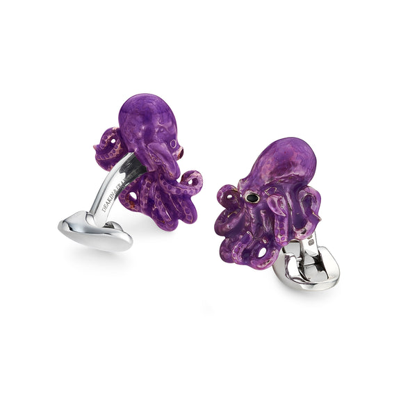 Deakin & Francis Sterling Silver Enamelled Octopus Cufflinks - Purple Cufflinks