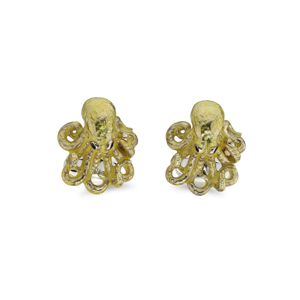 deakin & francis Sterling Silver Enamelled Octopus Cufflinks - Yellow Cufflinks