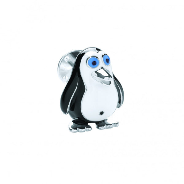 deakin & francis Sterling Silver Enamelled Penguin Lapel Pin