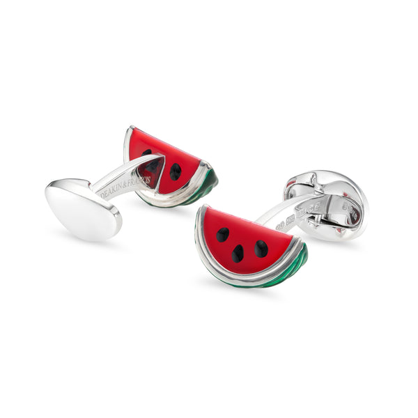 Deakin & Francis Sterling Silver Enamelled Watermelon Wedge Cufflinks