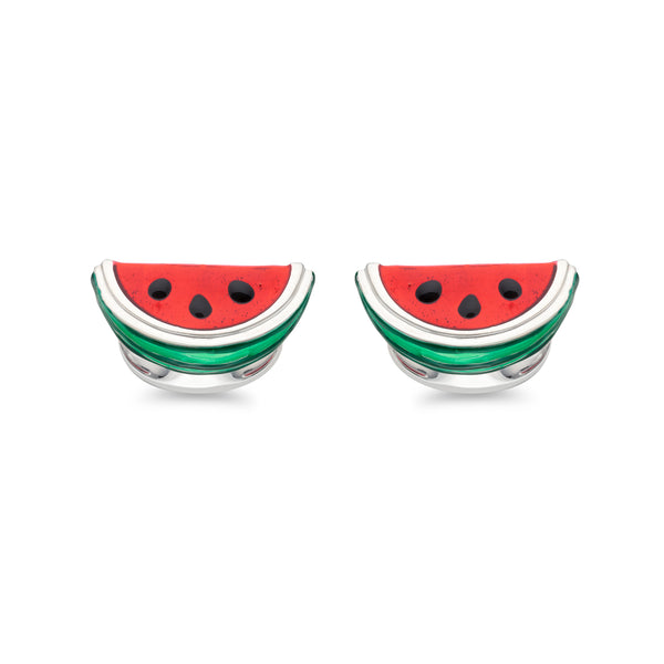 deakin & francis Sterling Silver Enamelled Watermelon Wedge Cufflinks