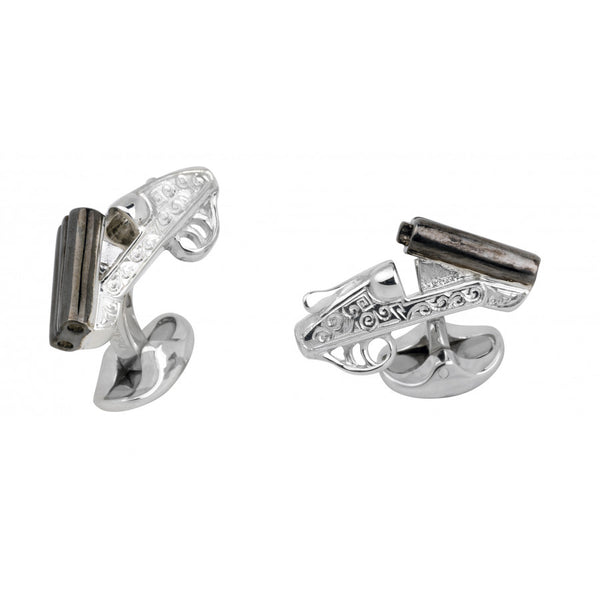 deakin & francis Sterling Silver Engraved Shotgun Cufflinks