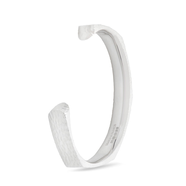 deakin & francis Sterling Silver Facetted Bangle With Hammered Finish