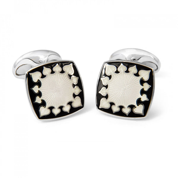 deakin & francis Sterling Silver Fancy Enamel Cufflinks in Black