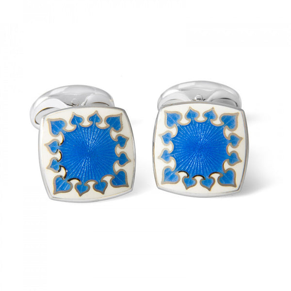 deakin & francis Sterling Silver Fancy Enamel Cufflinks in Blue