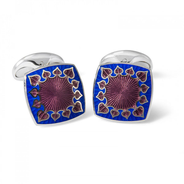 deakin & francis Sterling Silver Fancy Enamel Cufflinks in Red and Blue
