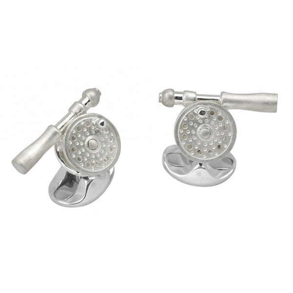 deakin & francis Sterling Silver Fly Fishing Reel Cufflinks