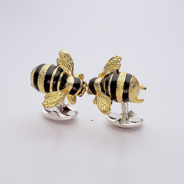 Deakin & Francis Sterling Silver Gold Plated Bumble Bee Cufflinks