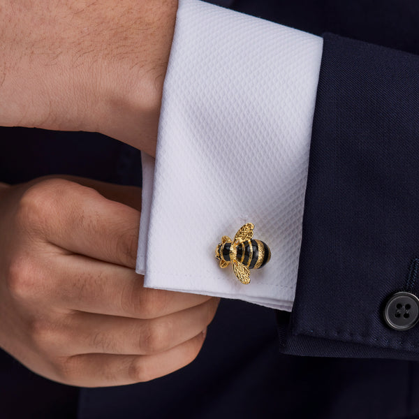 Deakin & Francis Sterling Silver Gold Plated Bumble Bee Cufflinks