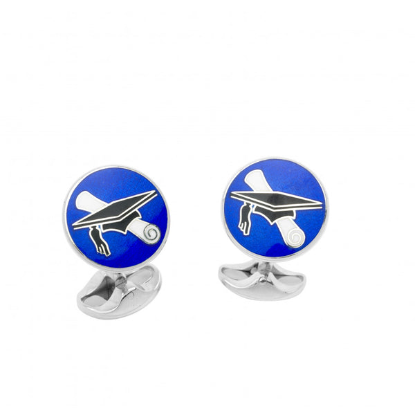 deakin & francis Sterling Silver Graduation Cufflinks in Blue