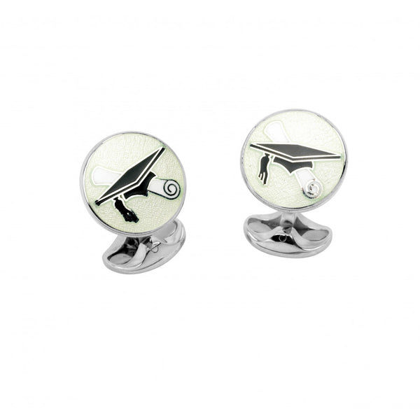 deakin & francis Sterling Silver Graduation Cufflinks in Clear