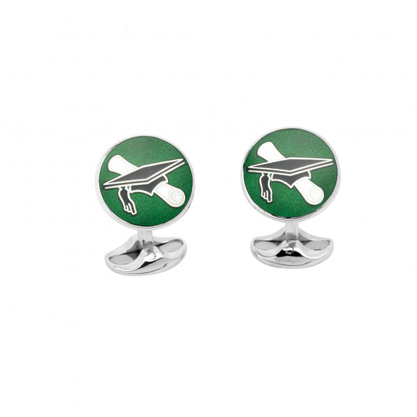 deakin & francis Sterling Silver Graduation Cufflinks in Green