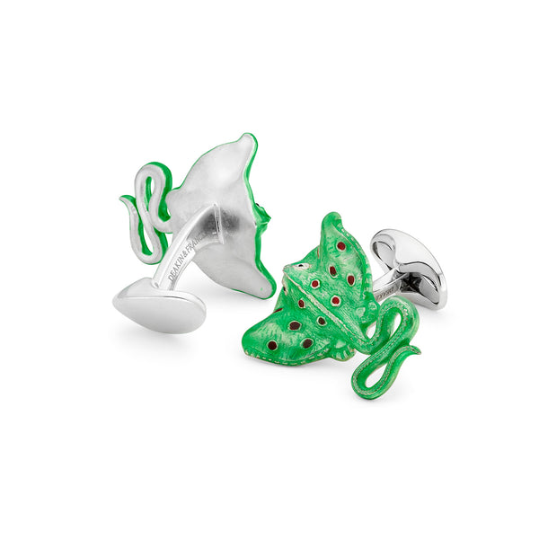 Deakin & Francis Sterling Silver Green And Red Stingray Cufflinks