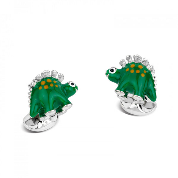 deakin & francis Sterling Silver Green Dinosaur Cufflinks