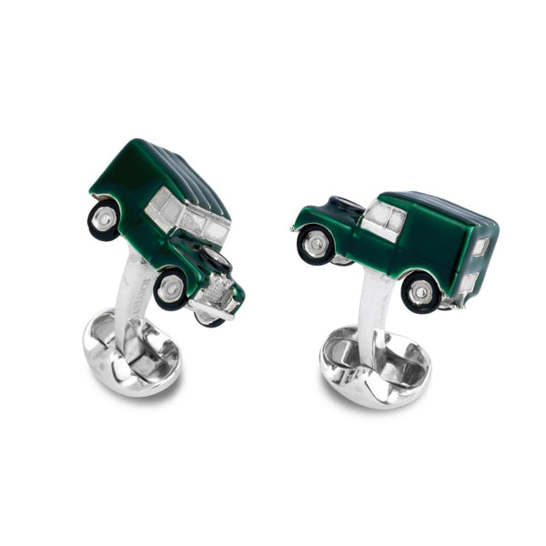 deakin & francis Sterling Silver Green Enamel 4x4 Cufflinks