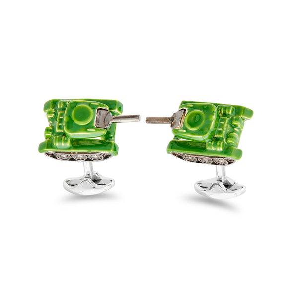 deakin & francis Sterling Silver Green Tank Cufflinks