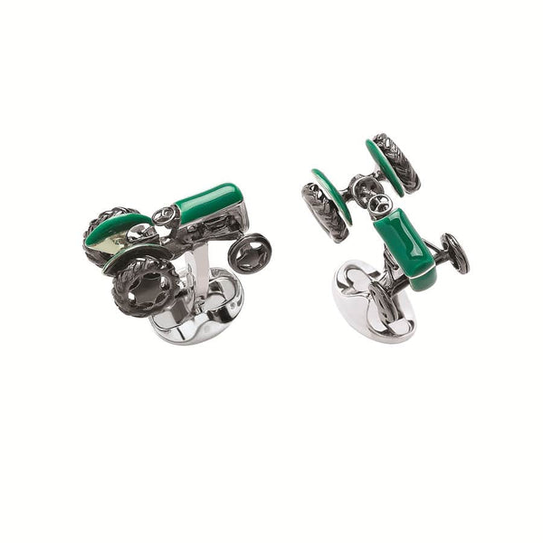 deakin & francis Sterling Silver Green Tractor Cufflinks