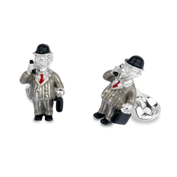 deakin & francis Sterling Silver Grey Suit Businessman Cufflinks