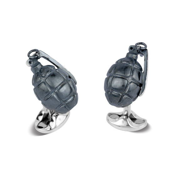deakin & francis Sterling Silver Hand Grenade Cufflinks