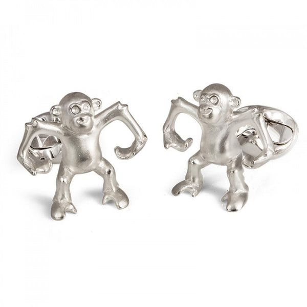 deakin & francis Sterling Silver 'Henry' Dancing Monkey Cufflinks