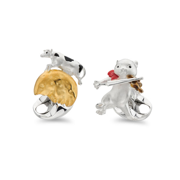 deakin & francis Sterling Silver Hey Diddle Diddle Nursery Rhyme Cufflinks