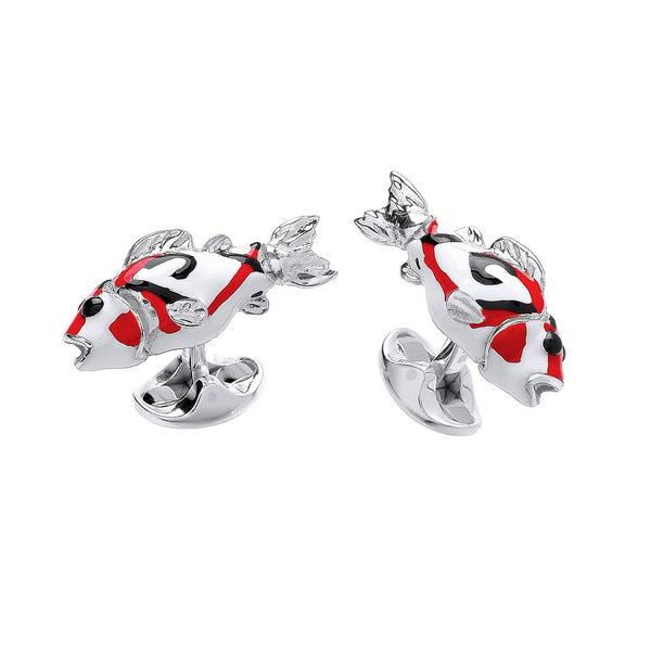deakin & francis Sterling Silver Koi Carp Fish Cufflinks