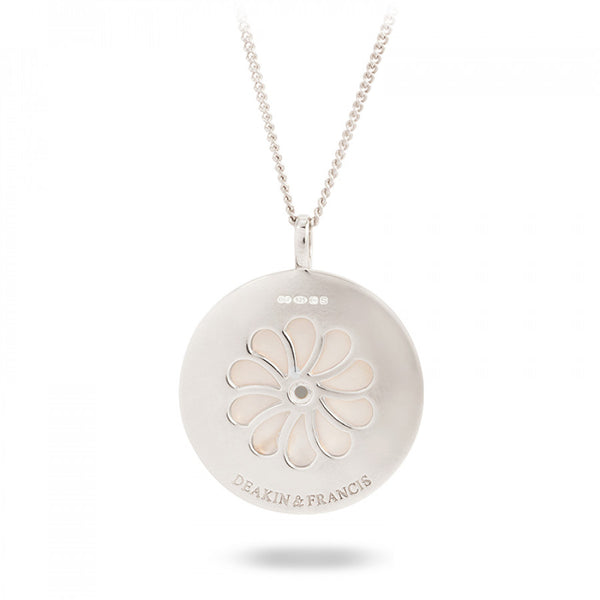 Deakin & Francis Sterling Silver Large Pendant With Grey Mother-of-Pearl And Pink Sapphire Gem