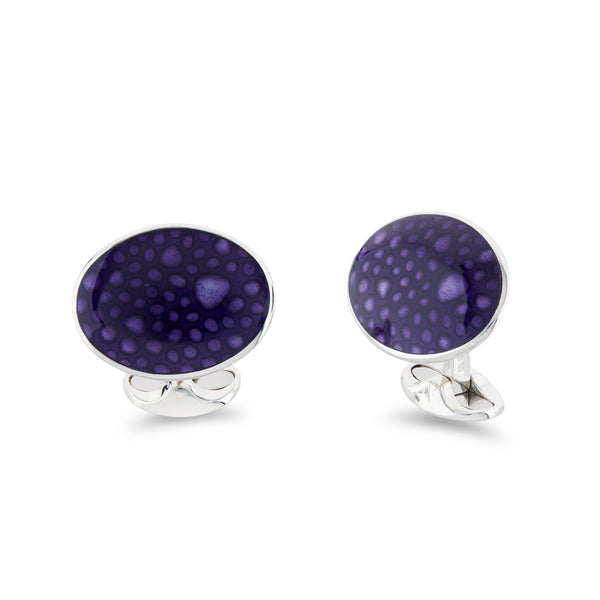 deakin & francis Sterling Silver Large Purple Enamel Bubble Cufflinks