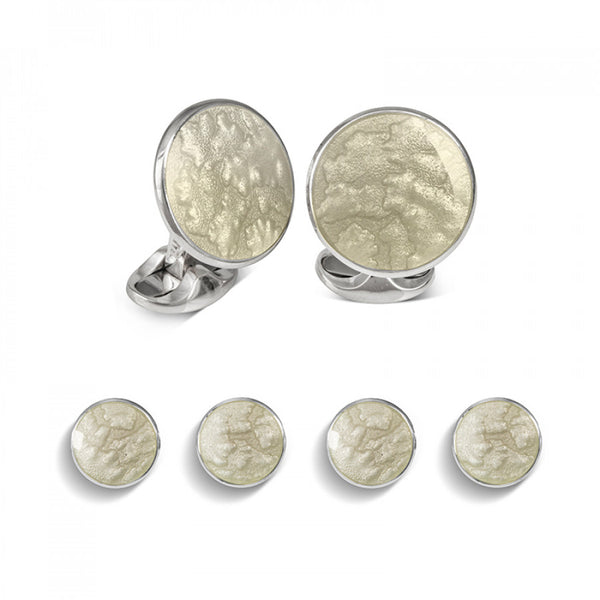 deakin & francis Sterling Silver Light Grey Haze Enamel Dress Stud Set