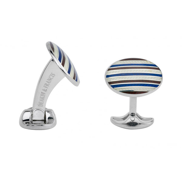 deakin & francis Sterling Silver Maroon Red & Navy Blue Enamel Cufflinks