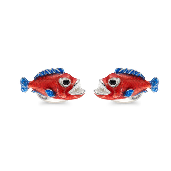 deakin & francis Sterling Silver Monster Fish Cufflinks