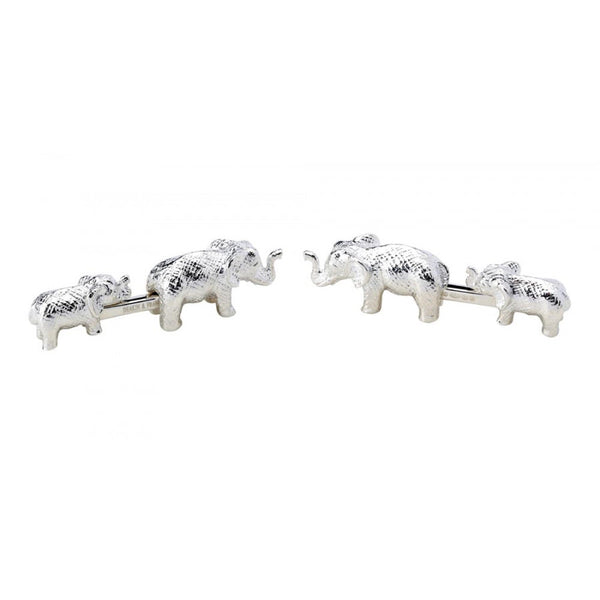 deakin & francis Sterling Silver Mother and Baby Elephant Cufflinks