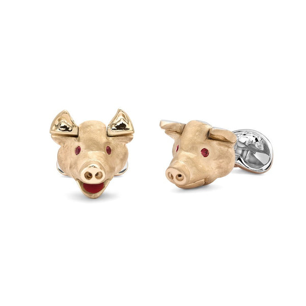 deakin & francis Sterling Silver Movable Pig Head Cufflinks