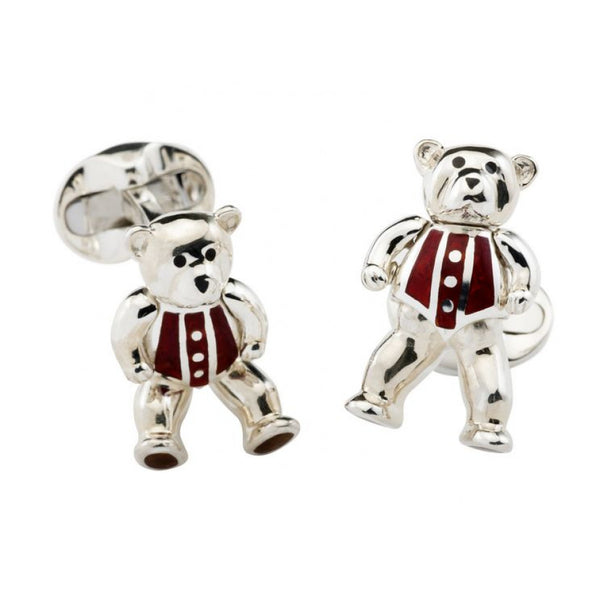 deakin & francis Sterling Silver Moveable Red Teddy Bear Cufflinks