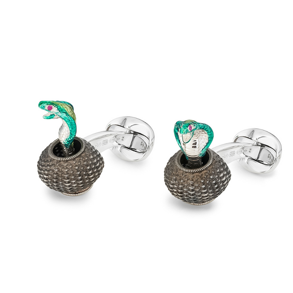 Deakin & Francis Sterling Silver Moving Cobra Cufflinks