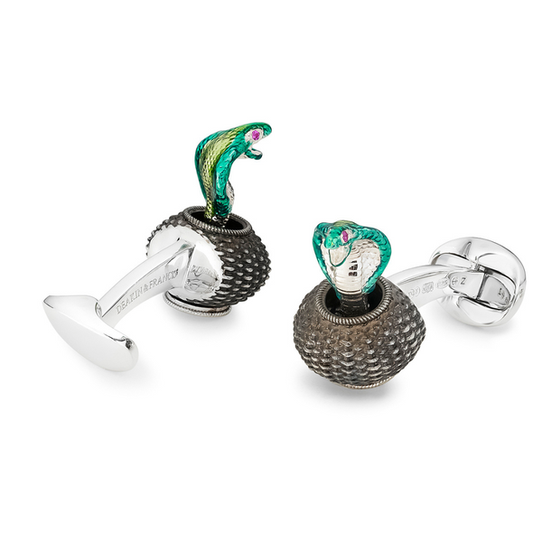 Deakin & Francis Sterling Silver Moving Cobra Cufflinks