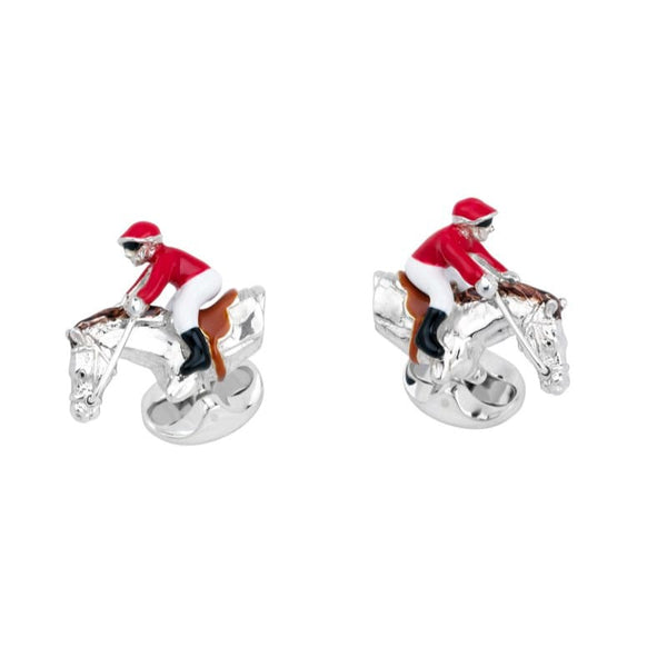 deakin & francis Sterling Silver Moving Jockey Cufflinks