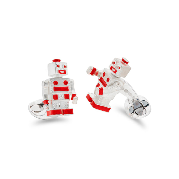 deakin & francis Sterling Silver Moving Robot Cufflinks