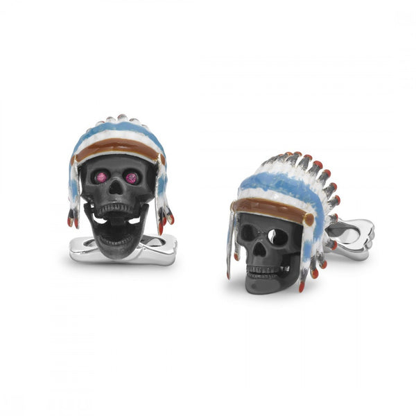 deakin & francis Sterling Silver Native American Skull Cufflinks