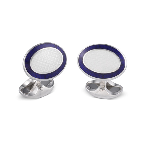 deakin & francis Sterling Silver Navy Blue Enamel Cufflinks