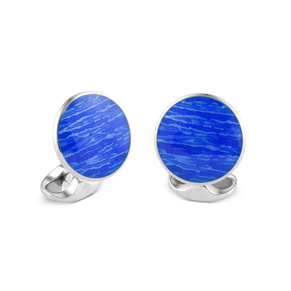 deakin & francis Sterling Silver Ocean Blue Cufflinks