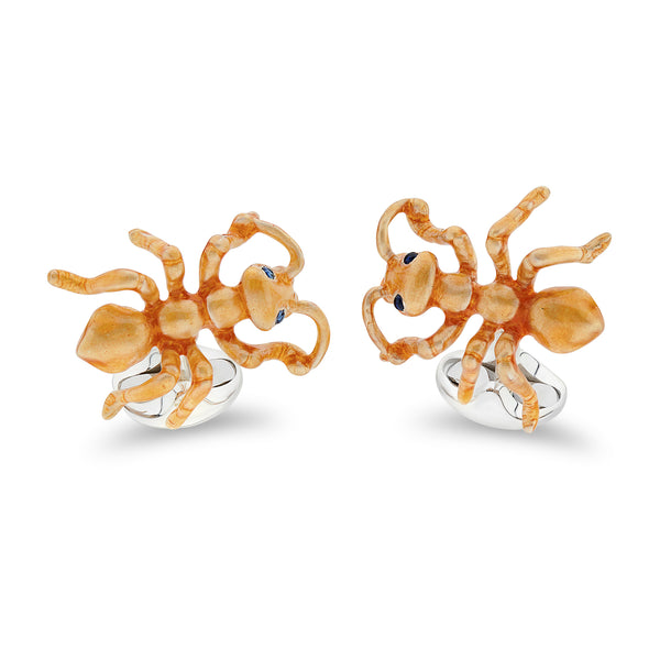 deakin & francis Sterling Silver Orange Ant Cufflinks