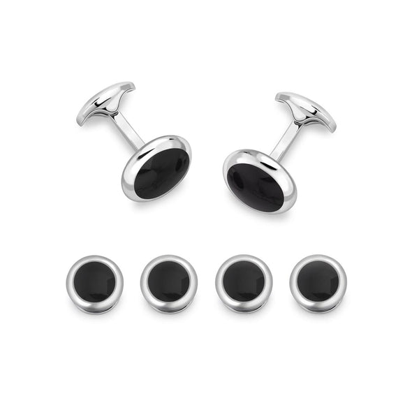 deakin & francis Sterling Silver Oval Black Onyx Dress Set