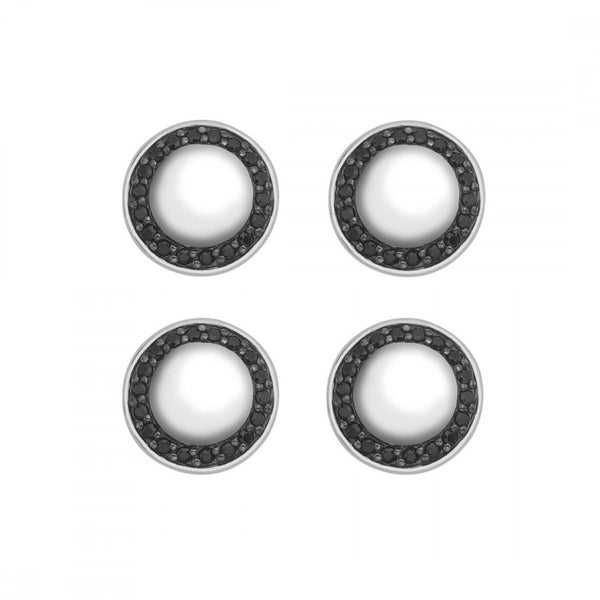 Deakin & Francis Sterling Silver Oval Dress Set With Black Spinel Border