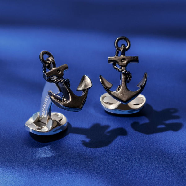 Deakin & Francis Sterling Silver Oxidised Anchor Cufflinks