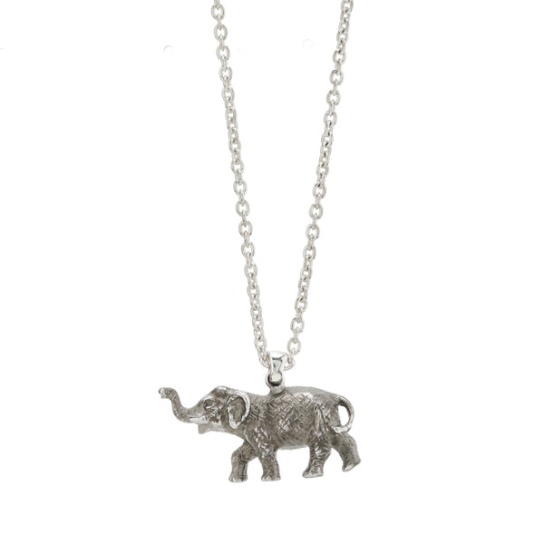 Deakin & Francis Sterling Silver Oxidised Black Elephant Pendant And Chain